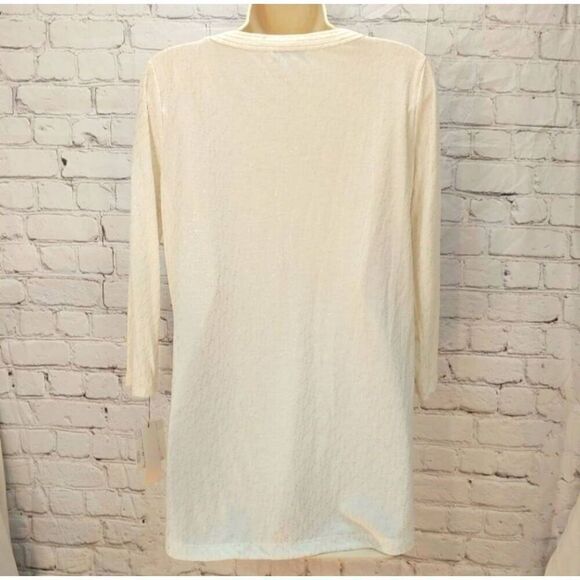 Liz Claiborne Women's Size Small White/Silver Hi-Lo Blouse - Picture 7 of 7